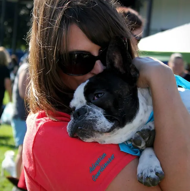 Tammy Harper with a rescue dog